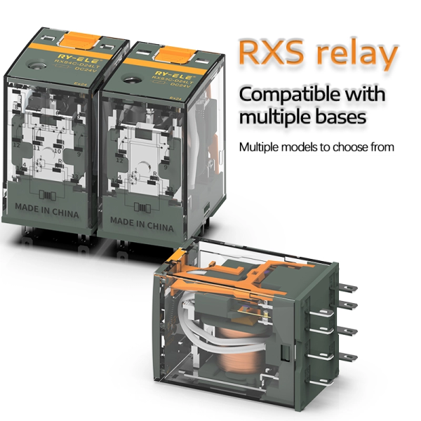 Промежуточное реле 24VDC 220VAC 8Pin с тестовой кнопкой 2NO2NC RXS2CN RY-ELE