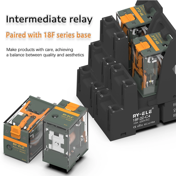 Промежуточное реле 24VDC 220VAC 8Pin с тестовой кнопкой 2NO2NC RXS2CN RY-ELE